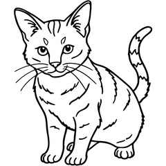 Obraz premium Minimalist Sand Cat Line Art on Clean White Background