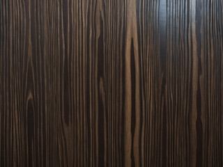 Naklejka premium A close-up of a dark wooden surface, showcasing its prominent vertical grain and rich brown tones, perfect for elegant backgrounds.