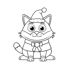 gato navidad line art vector silhouette