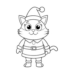 gato navidad line art vector silhouette