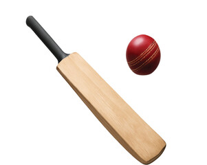 Isolated wooden baseball bat and ball, essential sports equipment