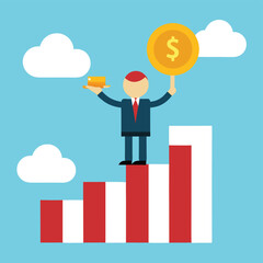 Business Growth and Financial Success Vector Illustration