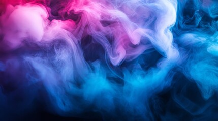 Fototapeta premium Abstract image of colored smoke in vibrant hues of blue and purple, blending and flowing seamlessly in a dark setting, creating a dramatic visual effect