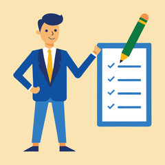 Businessman with Checklist Planning, Organization, and Success