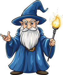 cartoon wizard with magic wand