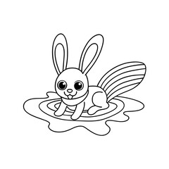 Printable Bunny Surrounded by Butterflies Outline