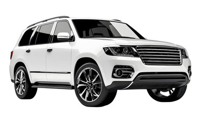 White luxury suv isolated on transparent background