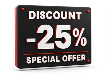 Black friday sale sign 25 percent discount special offer
