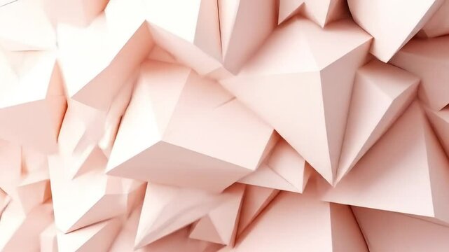 Abstract, light peachy-pink, geometric, polygon, 3D shapes, clustered, textured surface