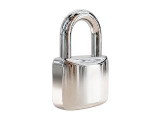 Shiny chrome padlock security symbol digital asset, Isolated On Transparent Background
