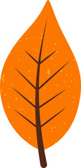 Naklejka premium Cartoon-style autumn leaf is showing flat design, orange blade, brown veins, transparent background