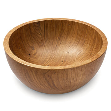 empty wooden bowl isolated on transparent background