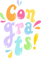 Obraz premium Displaying pastel blob Congrats! lettering in flat design, with droplets on transparent background