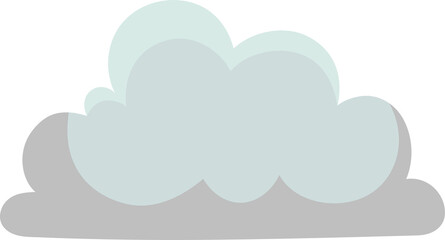 Two overlapping clouds are showing pale cyan and light grey flat design on transparent background
