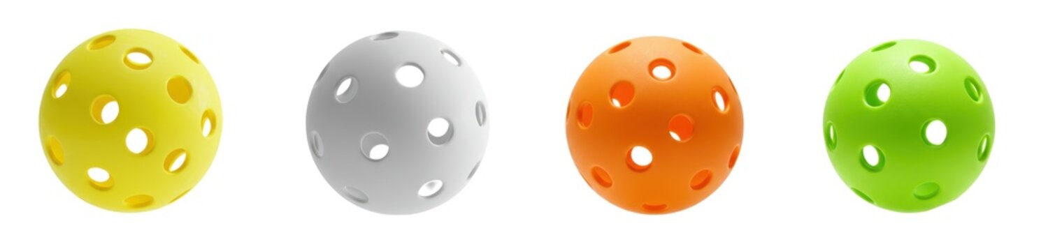Collection of pickleball balls isolated on transparent background