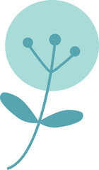Flat design flower is showing transparent background with large bloom, three buds, two leaves