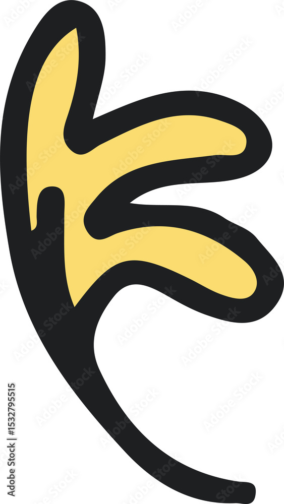 Poster abstract vector art is floating on transparent background in flat style with yellow leaf shape