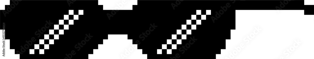 Poster displaying two identical pixel-art diagonal white square strips floating on transparent background