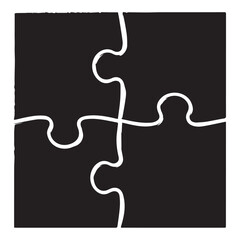 Four piece black puzzle icon graphic design element