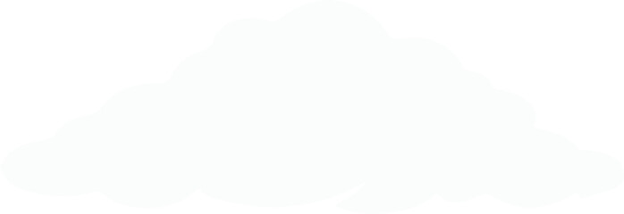 Stylized white cloud silhouette is floating on transparent background, flat design vector