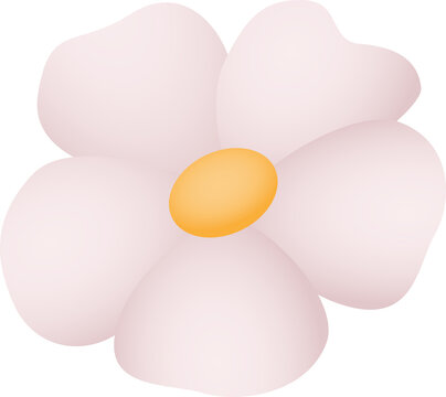 Fototapeta Flat stylized flower is showing six pale pink petals around yellow disc, transparent background