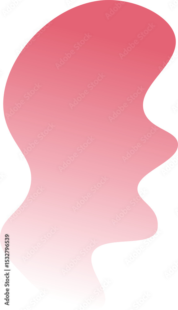 Poster amorphous red-pink shape is floating on transparent background, flat design with gradient shadow