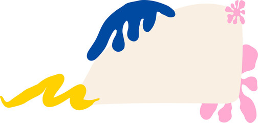 Cream rounded frame is featuring paint accents in vector illustration on transparent background