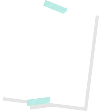 Displaying flat stacked pair of Polaroid frames using teal tape and shadows on transparent bg