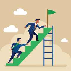 Fototapeta premium Collaboration Teamwork Leading to Success, Reaching Goals Together