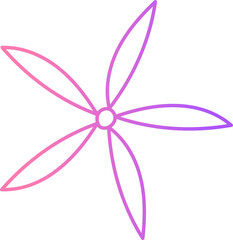 Flat gradient is showing five pink-to-purple petals fanning out from central circle on clear canvas