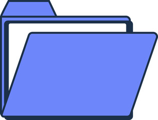 Flat design folder icon is showing front panel revealing white interior on transparent background