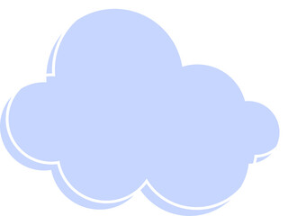 Light blue cloud illustration is floating on transparent background in flat design style