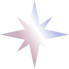 Eight-pointed star is floating on transparent background in flat design with pastel gradient