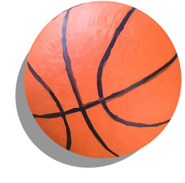 Fototapeta Basketball is floating with dark shadow and orange textured surface on transparent background in 3D