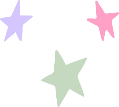 Naklejki Cluster of three pastel stars is floating over transparent background, featuring flat design style
