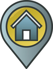 Map pin with house (property location)
 Line icon of a location pin with a house inside vector illustration on transparent background.



