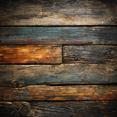 A close up of a weathered wooden wall with horizontal planks and visible wood grain and color variation