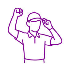 Golf Player Victory Pose – Fist pump, raised arms, or tipping cap