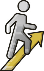 Person climbing with arrow upward (progress or growth) vector illustration on transparent background.
 








