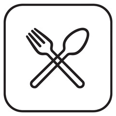 Simple crossed fork and spoon icon in a square
