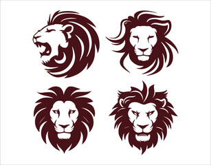Obraz premium Lion Head Shadow Icon – Tribal and Minimalist Style