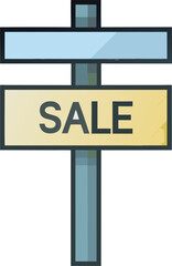 Obraz premium Sale signboard (real estate listing) Flat icon of a “SALE” signboard on a post, minimal design with black text .