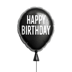 Elegant Black Balloon with Happy Birthday message perfect for festive celebrations and party decorations, transparent background
