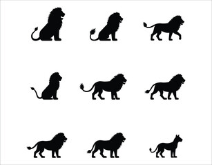 Obraz premium Roaring Lion Head Silhouette – Black Icon