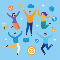 Celebrating Success A Vector Illustration of Joyful Teamwork