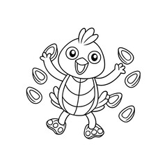 Printable Chick Decorating Daisies Outline