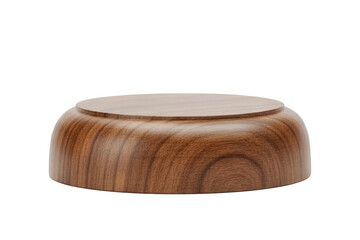 A solitary, smooth, round wooden bowl with visible grain sits isolated against a stark white background, showcasing its simple elegance  on transparent background