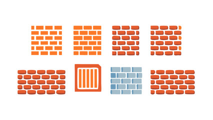 set of vector icons brick installation