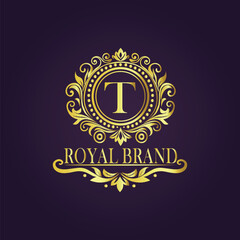 Fototapeta premium Letter luxury gold logo concept