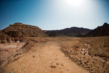 View of dry desert valley. Eilat. Israel.